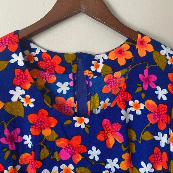 Vintage 70s Bright Electric Floral Handmade Puff Sleeve Midi Maxi Dress Retro - Picture 3 of 13